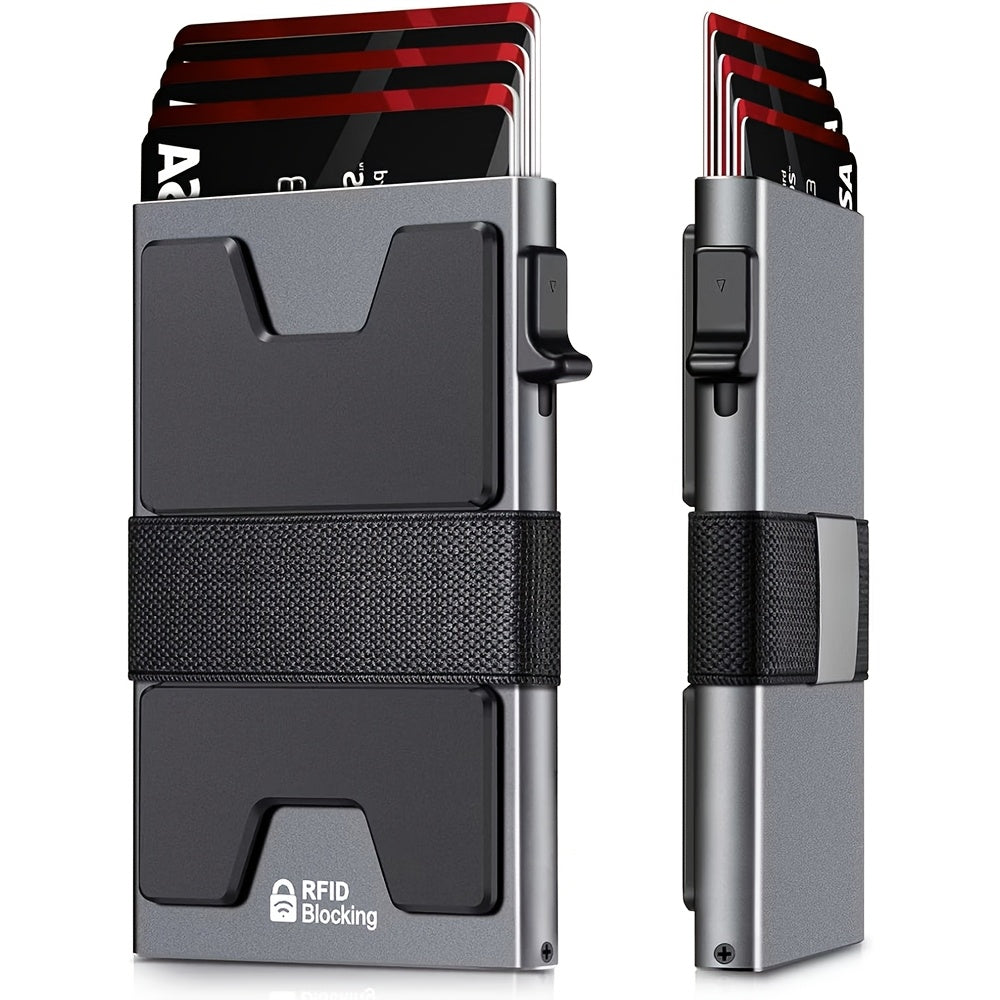 Men's Slim RFID Blocking Smart Pop-Up Wallet with Money Clip