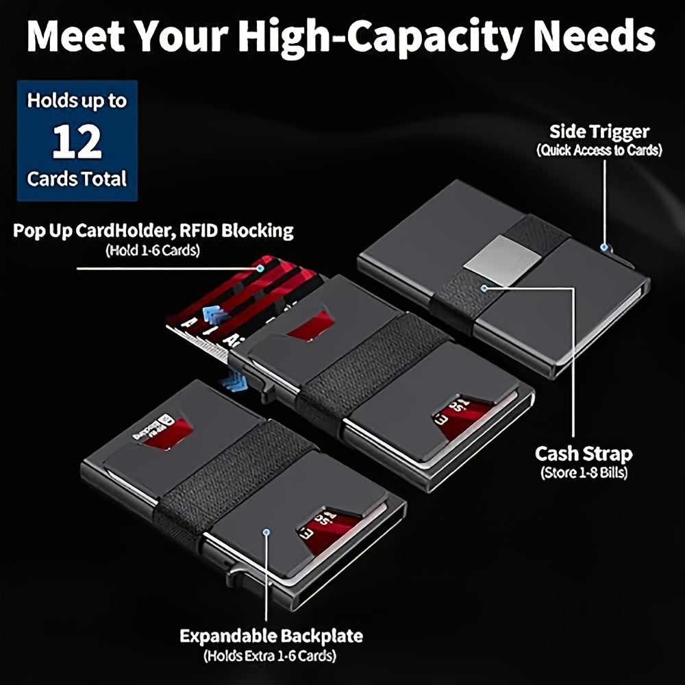 Men's Slim RFID Blocking Smart Pop-Up Wallet with Money Clip