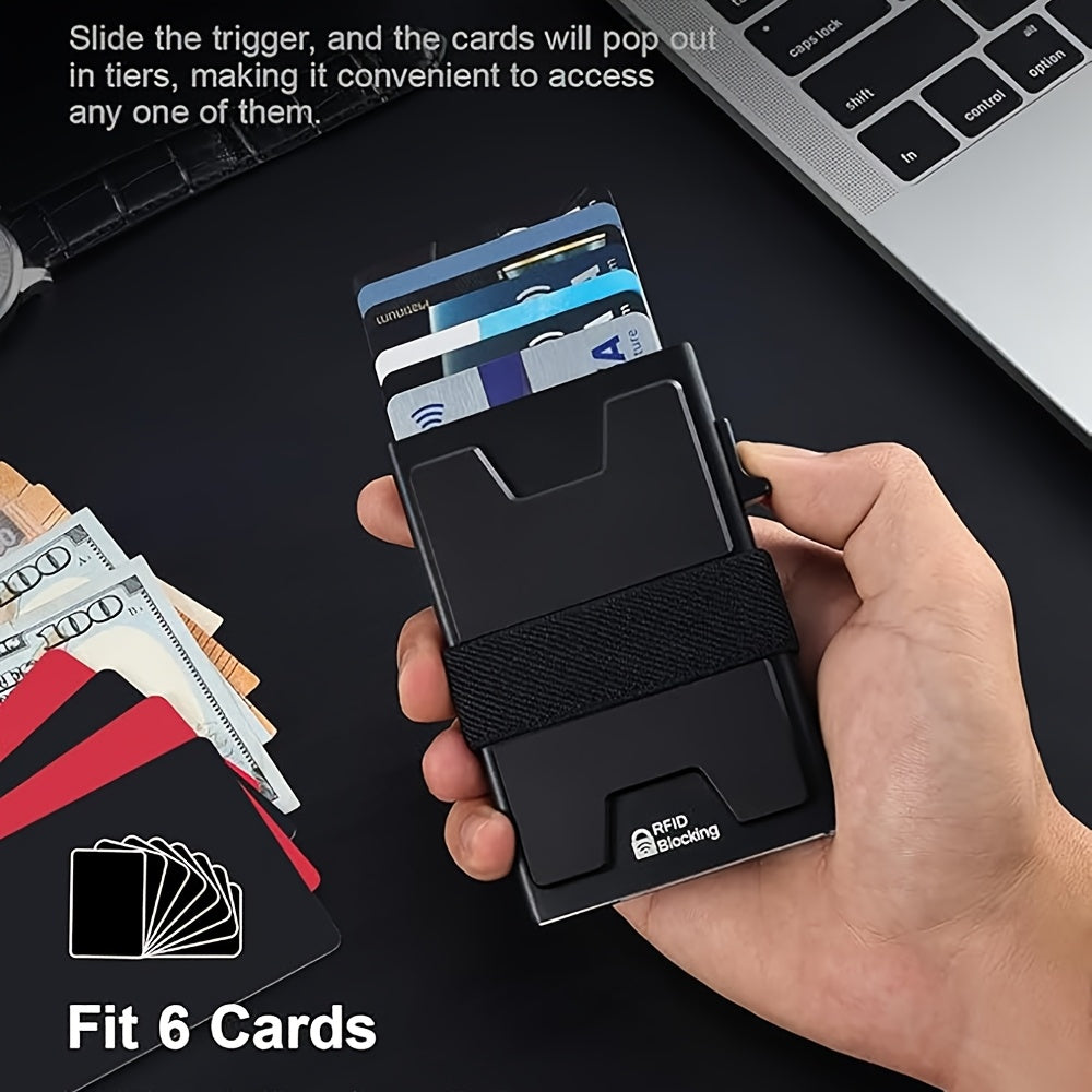 Men's Slim RFID Blocking Smart Pop-Up Wallet with Money Clip