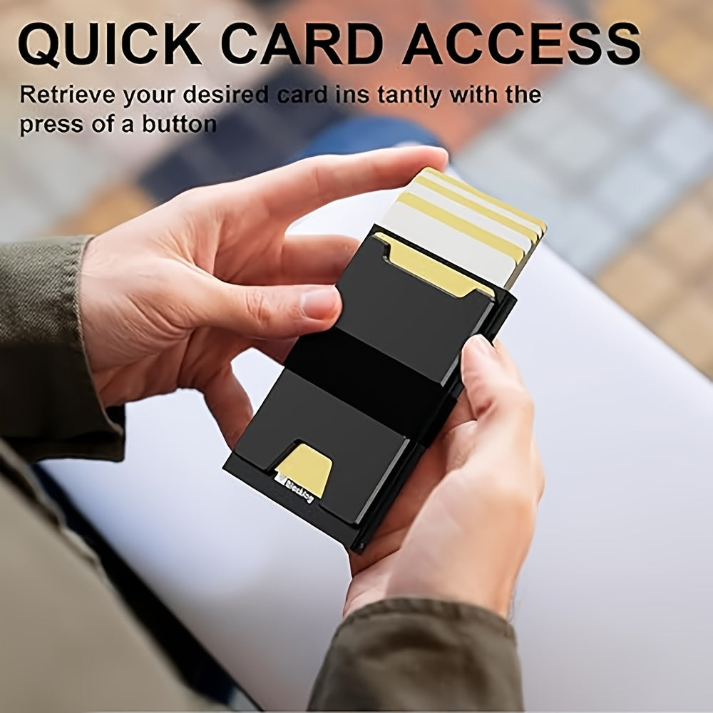 Men's Slim RFID Blocking Smart Pop-Up Wallet with Money Clip