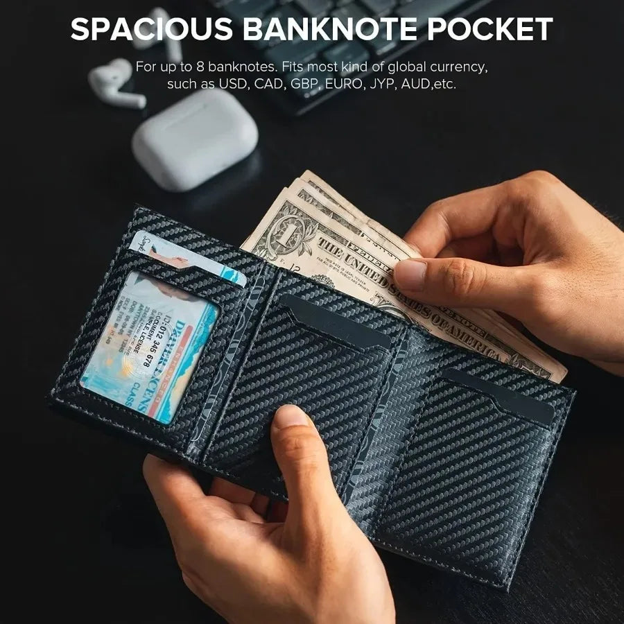 Men's Slim RFID Blocking Pop-Up Card Holder Wallet with Zipper Coin Purse