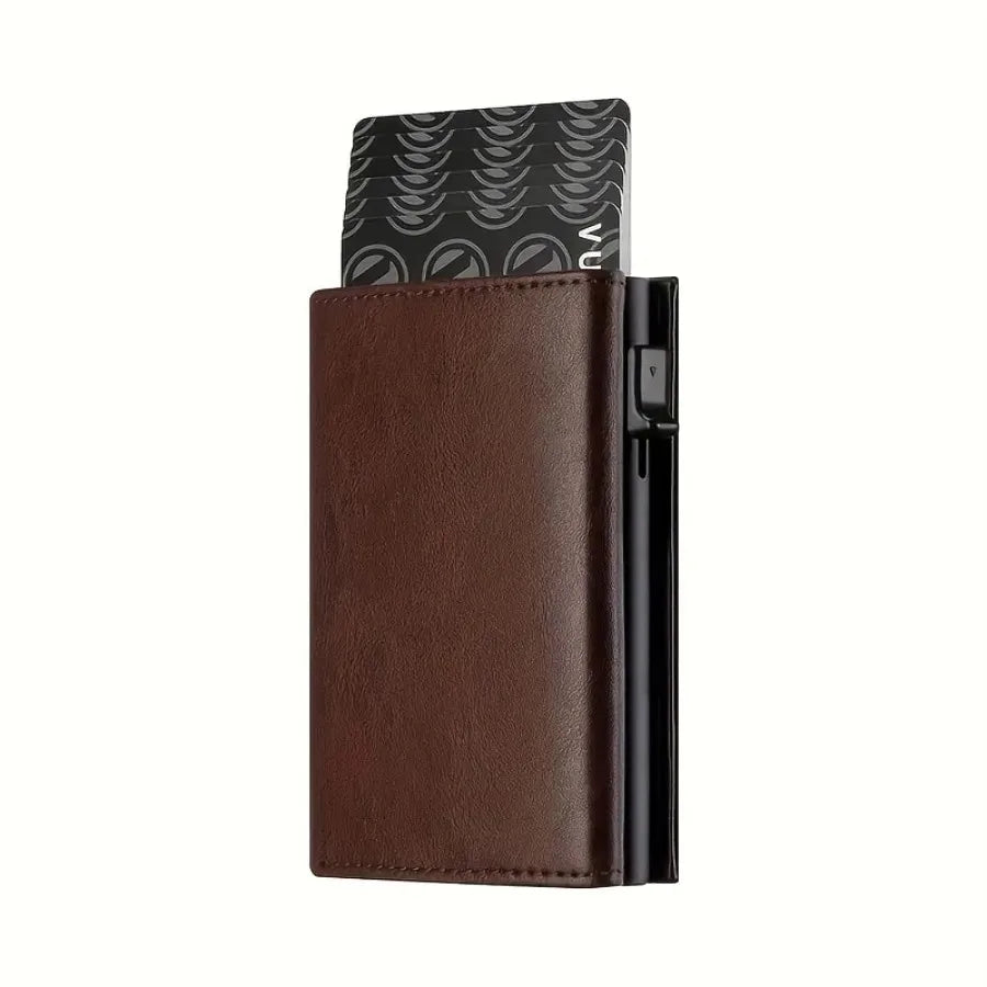 Men's Slim RFID Blocking Pop-Up Card Holder Wallet with Zipper Coin Purse