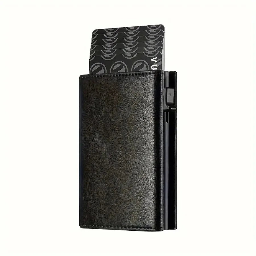 Men's Slim RFID Blocking Pop-Up Card Holder Wallet with Zipper Coin Purse