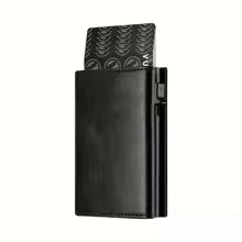 Men's Slim RFID Blocking Pop-Up Card Holder Wallet with Zipper Coin Purse