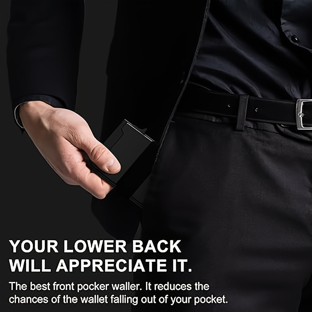 Men's Slim RFID Blocking Smart Pop-Up Wallet with Money Clip