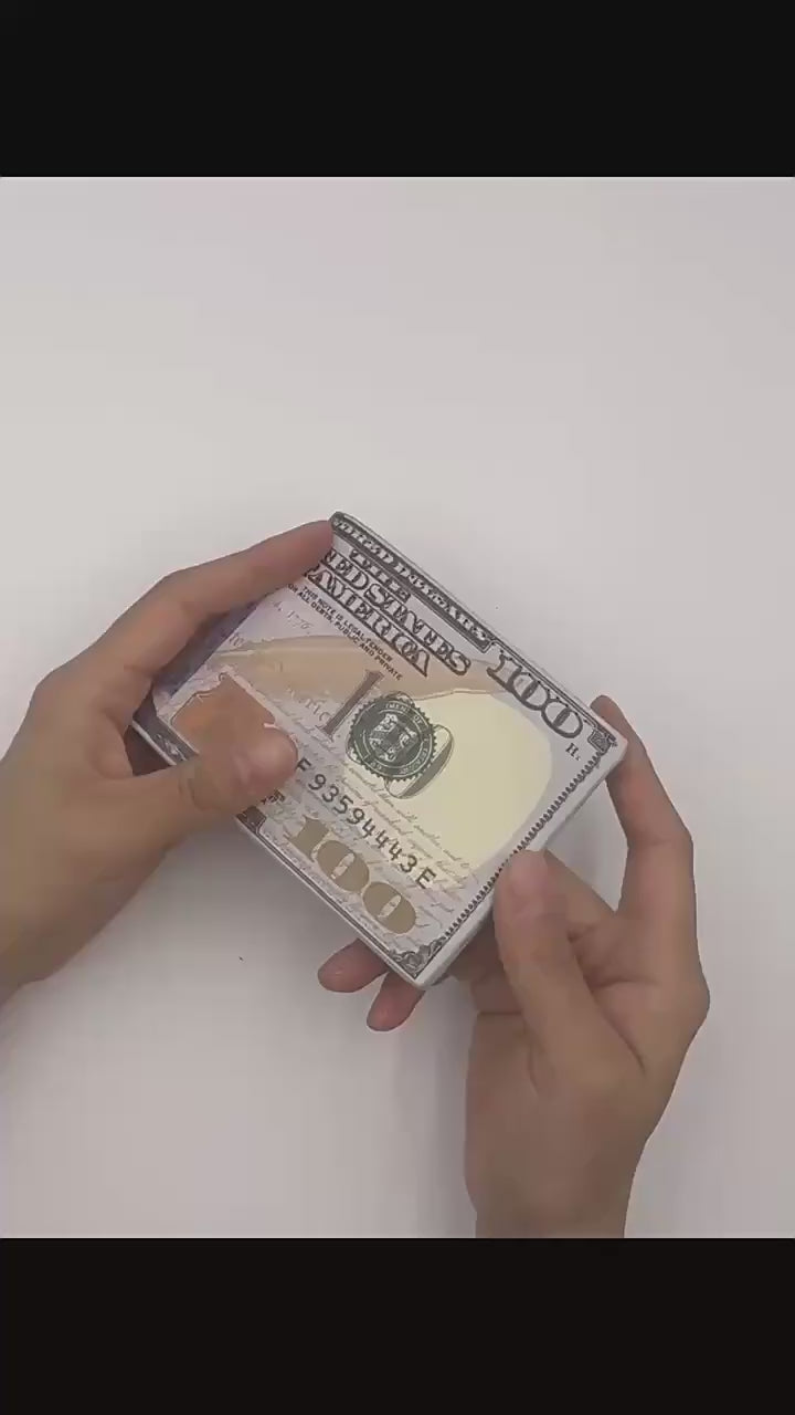 Men's 100 Dollar Pattern Leather Bifold Wallet with Card Holder and Coin Pocket